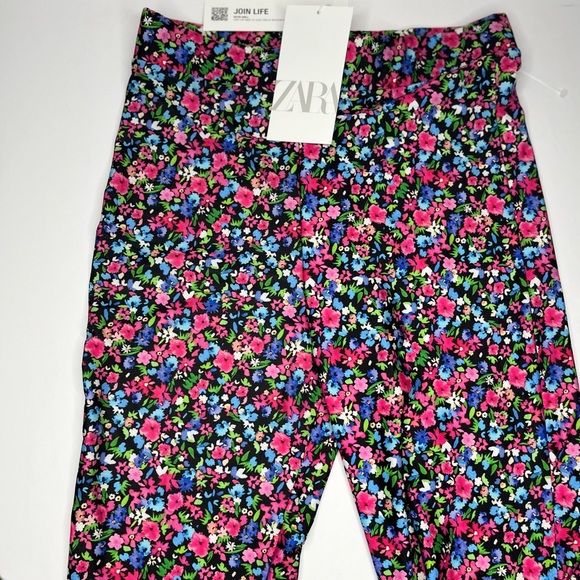 ZARA Ladies high rise floral leggings with foot strap pull on NWT Small - Picture 5 of 7